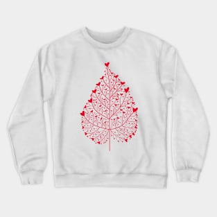 Red hearts leaf drawing Crewneck Sweatshirt